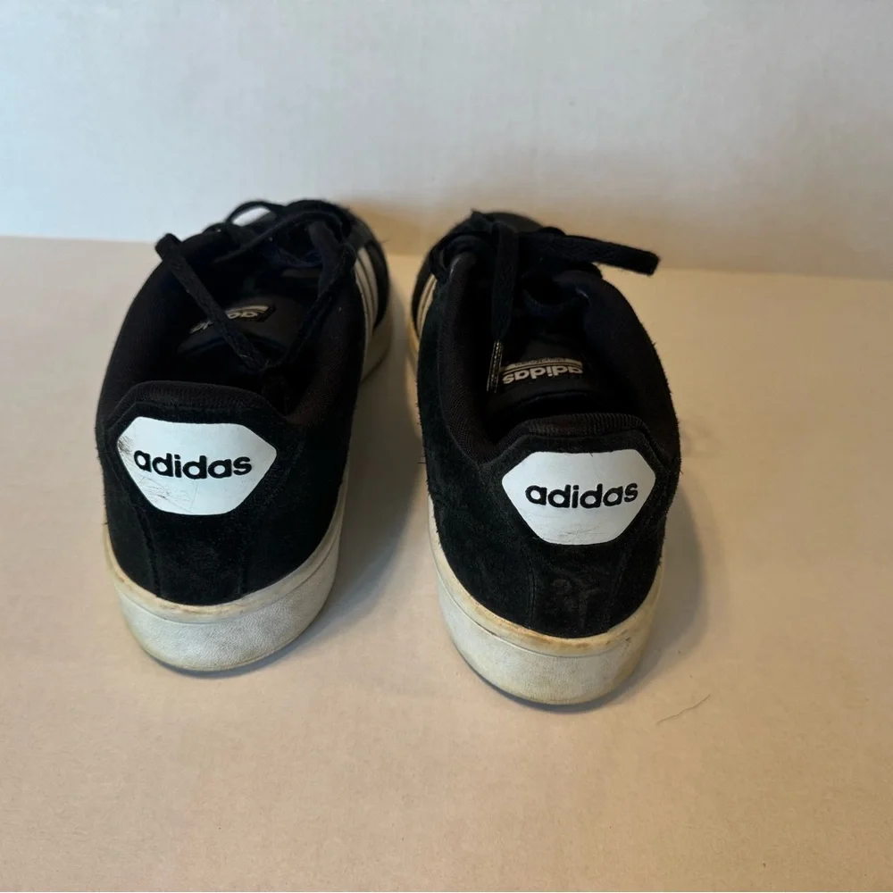 Men’s Adidas Classic cloudfoam advantage Black with White Stripes suade sneakers